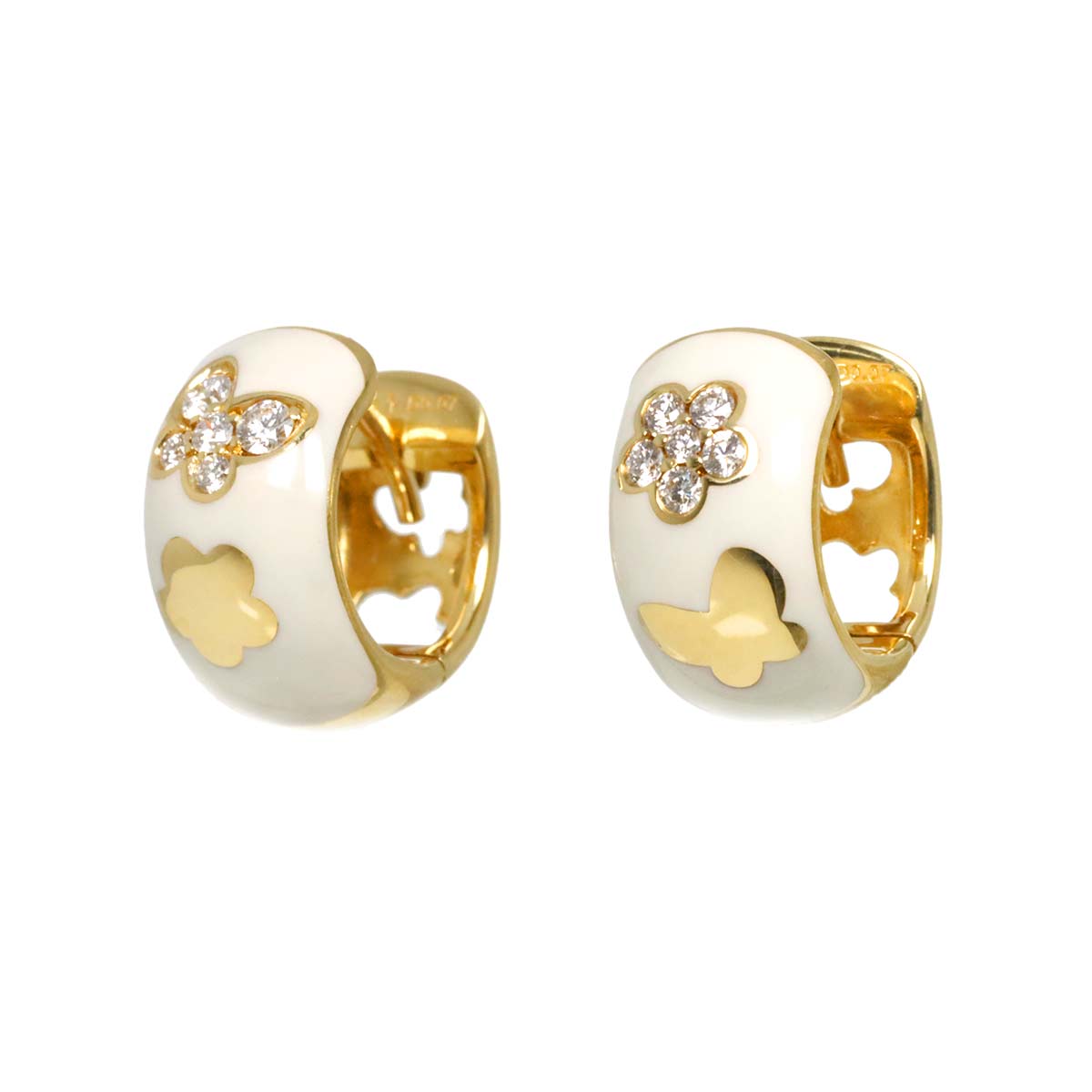 Diamond 0.07/0.07ct Earrings Pierced 18K YG Enamel