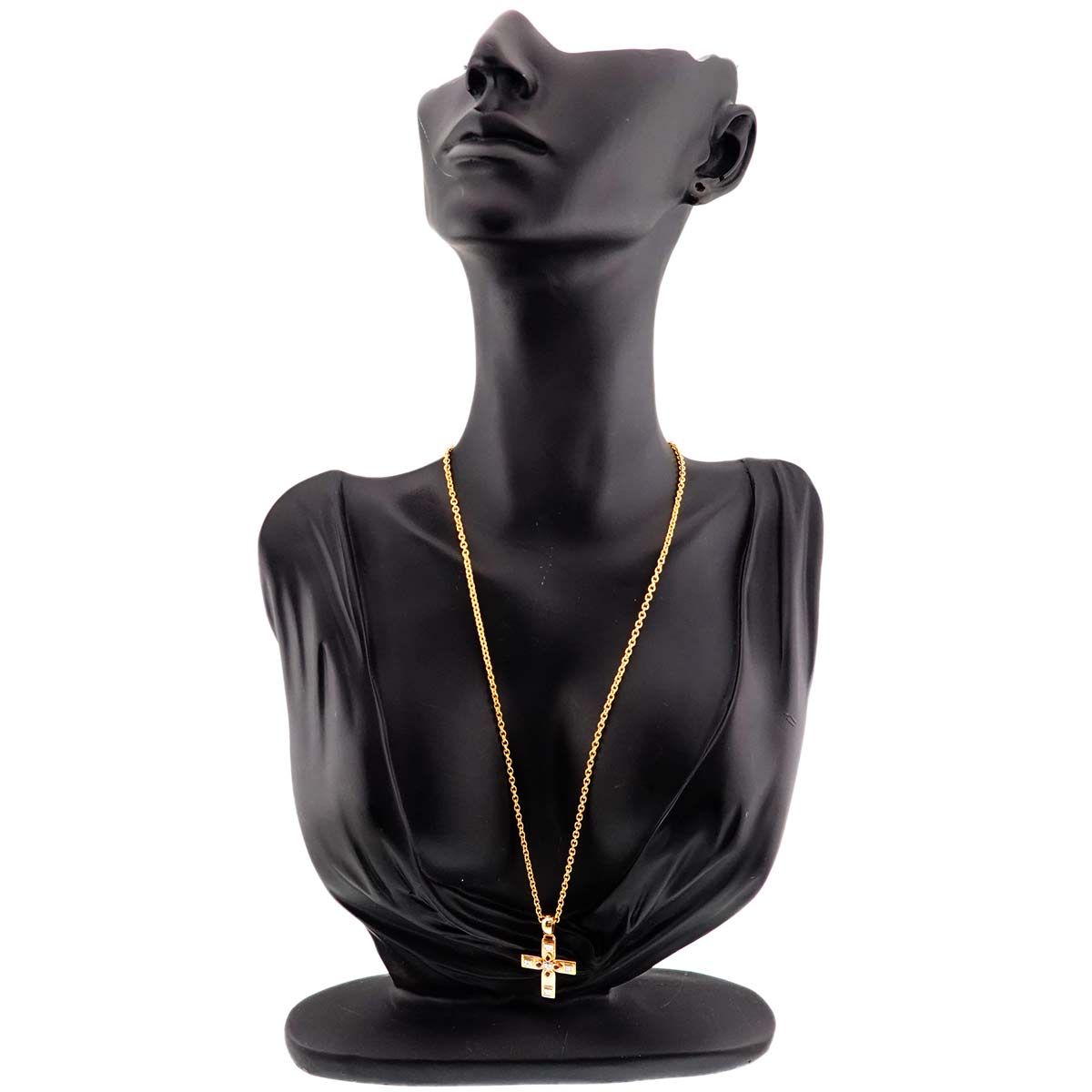 Diamond Ruby Cross Necklace 18K Yellow Gold 750