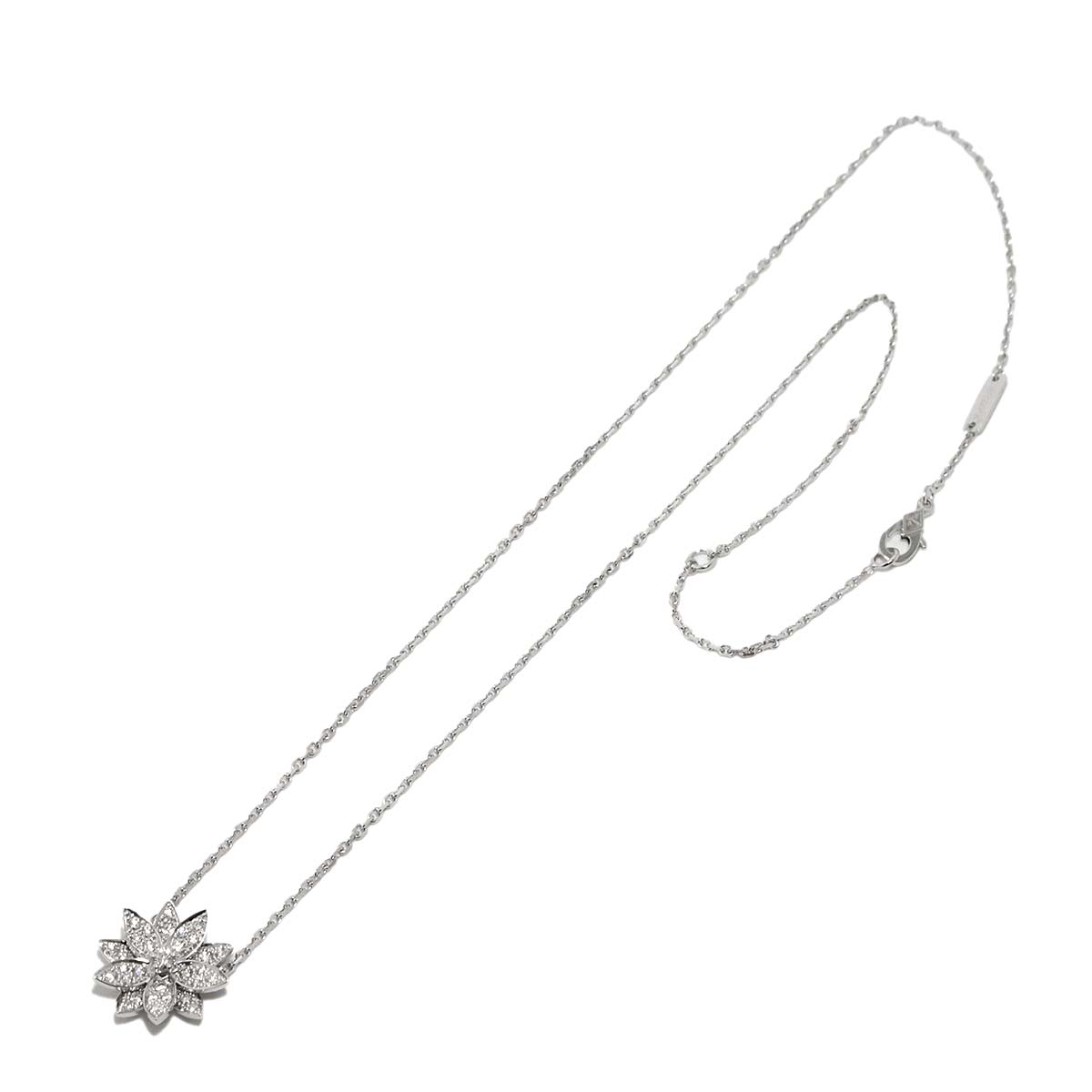Lotus Small Diamond Necklace 18K White Gold 750