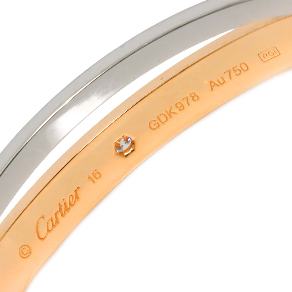 Love Bracelet Diamond 12P 18K K18 PG WG 750 size16