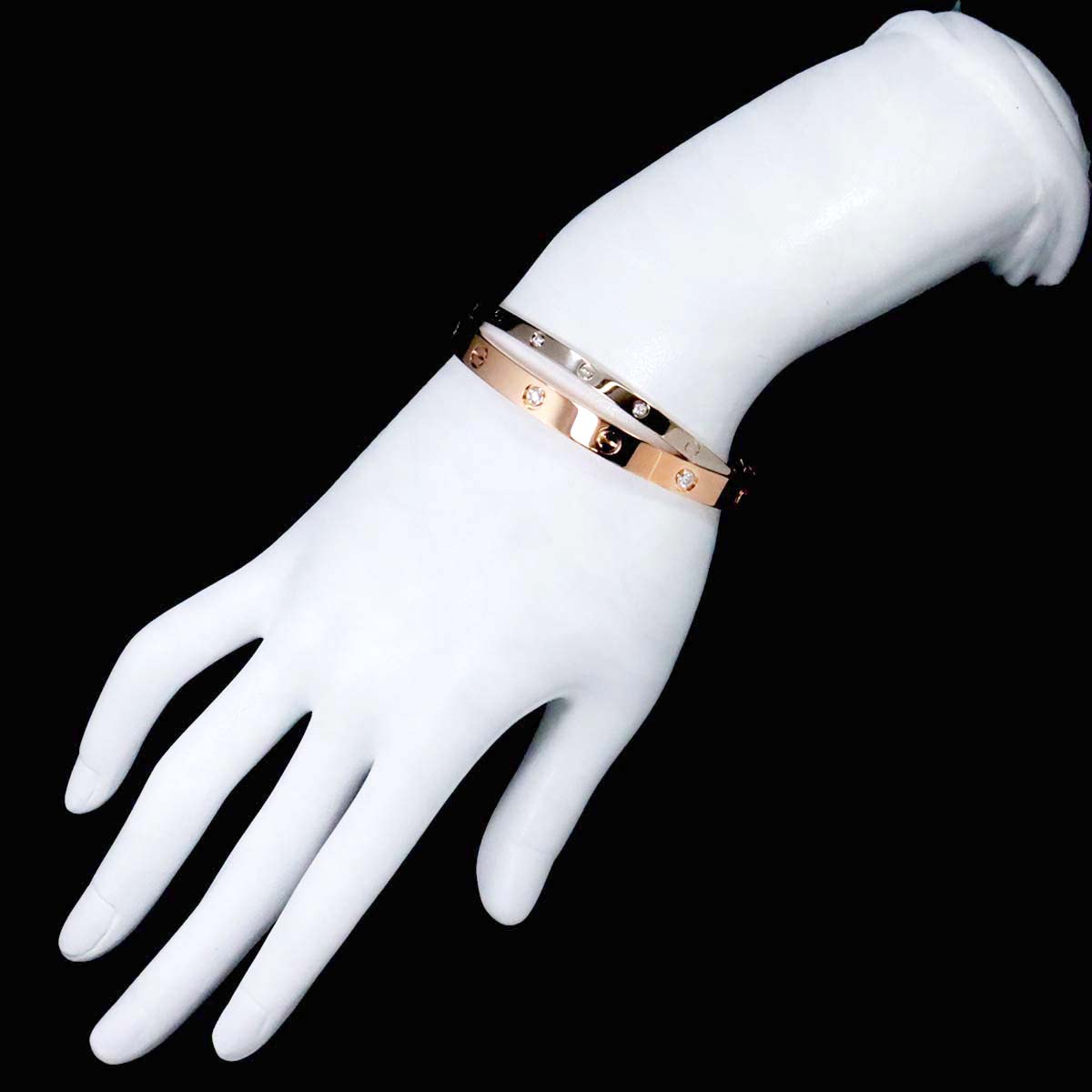 Love Bracelet Diamond 12P 18K K18 PG WG 750 size16