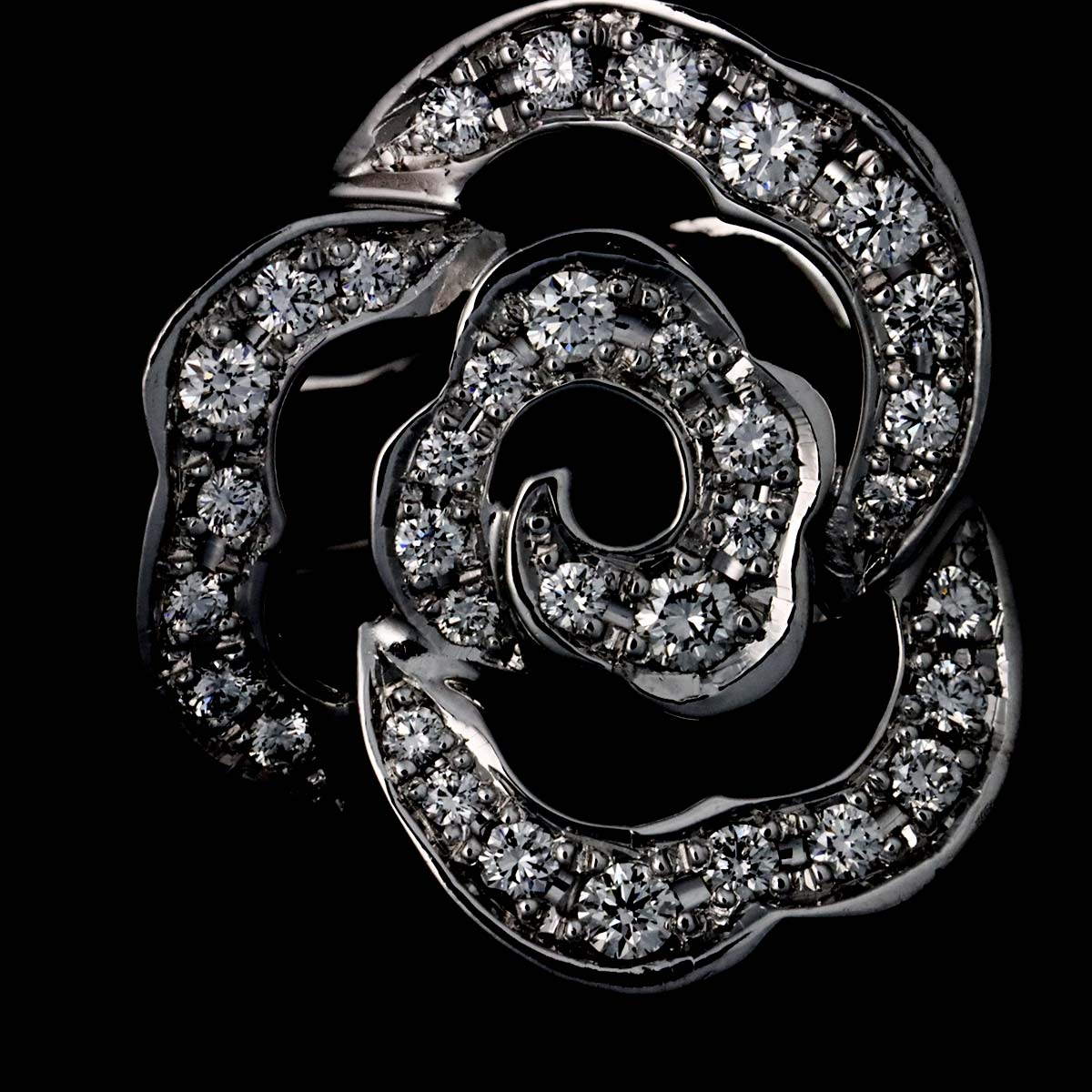 Diamond 0.54ct Rose motif Earrings Clip on 18K WG 750