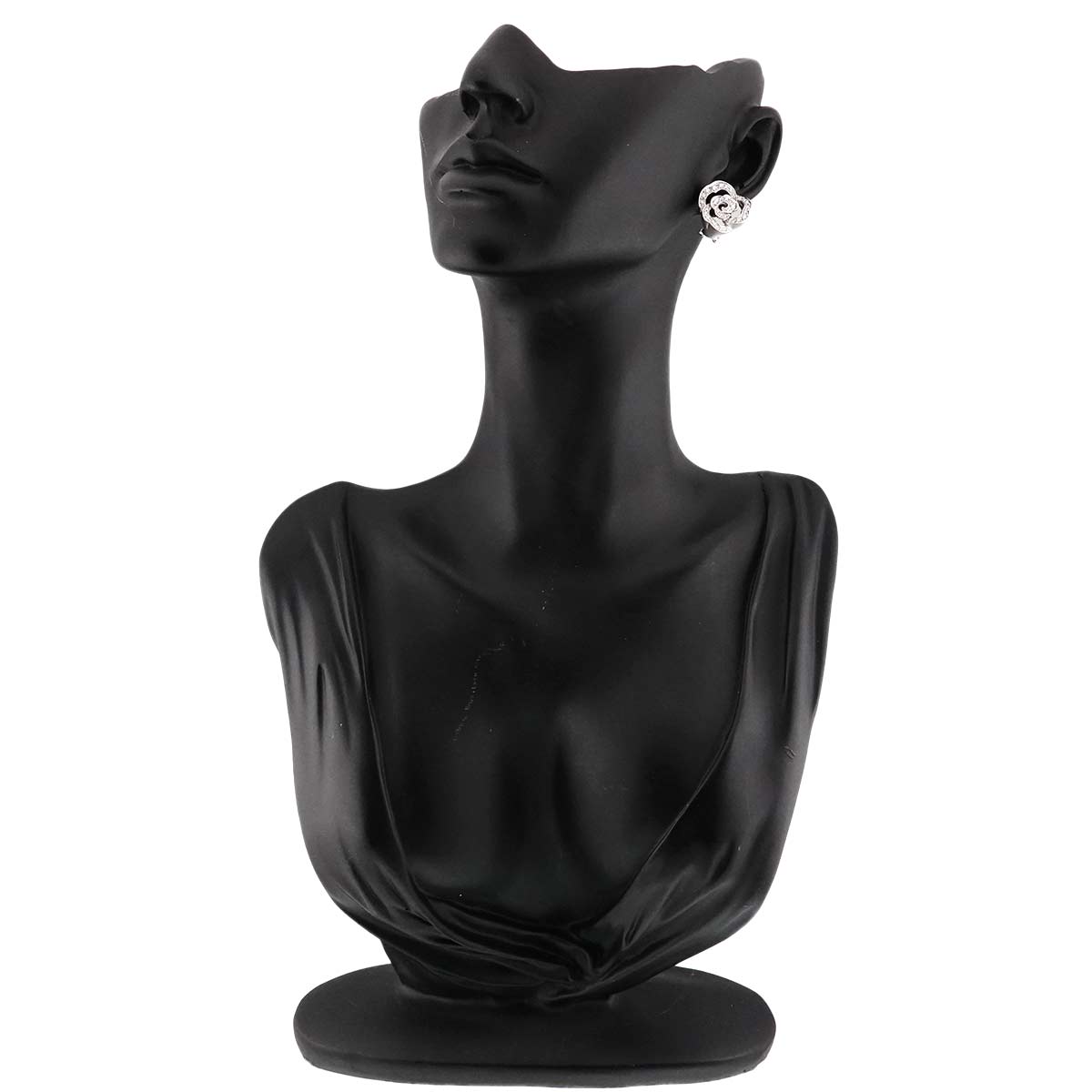 Diamond 0.54ct Rose motif Earrings Clip on 18K WG 750