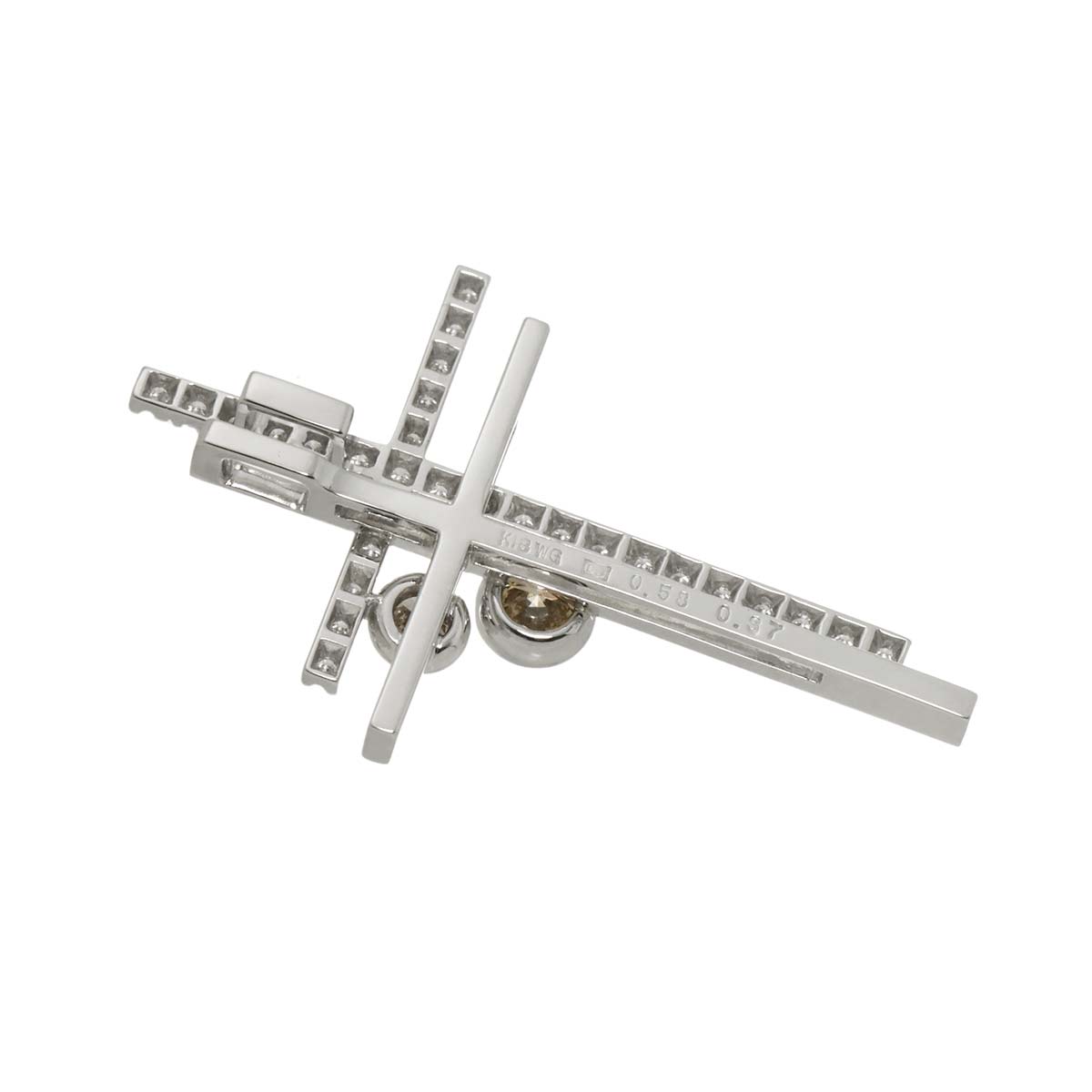 Diamond 0.58ct/0.37ct Cross Motif Pendant 18K White Gold 750