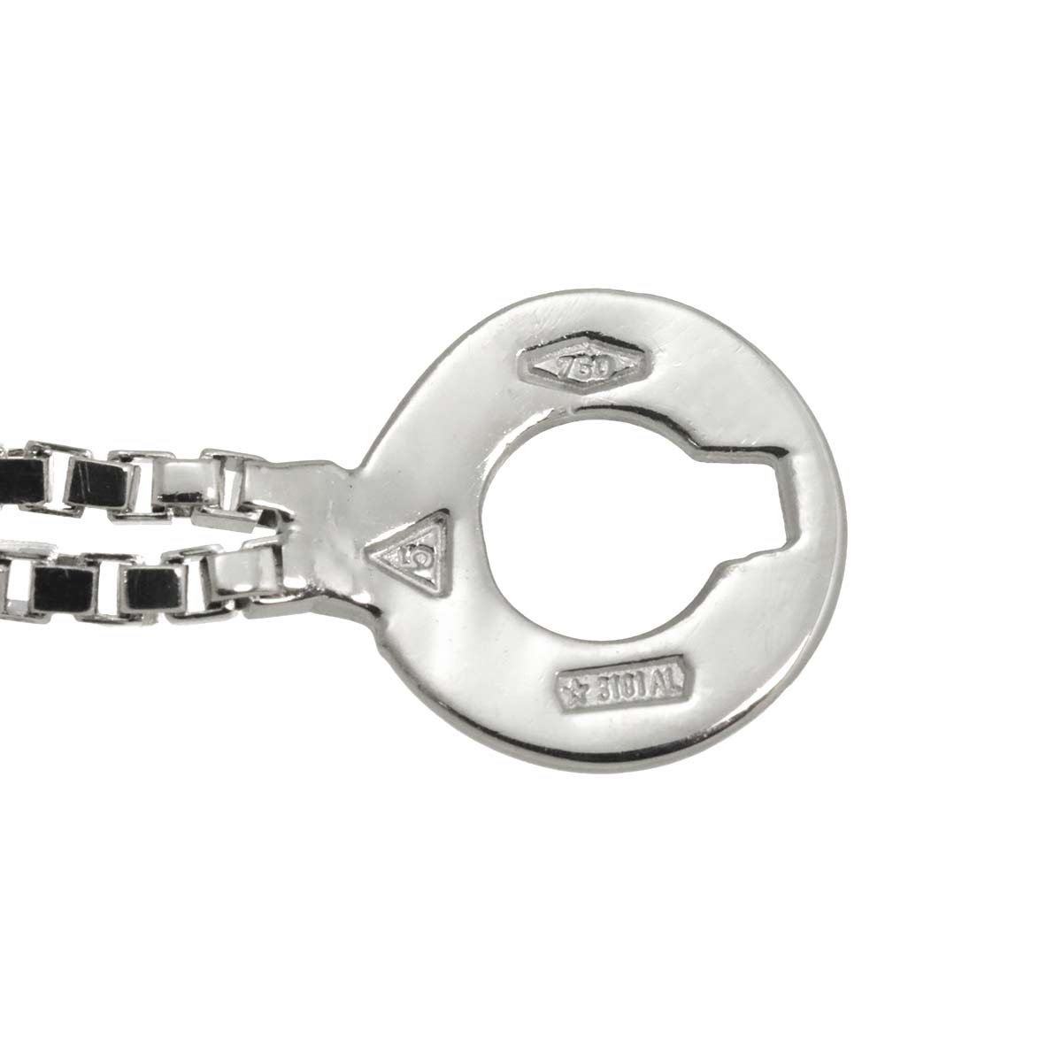 Moon Motif Diamond Necklace 18K WG 750