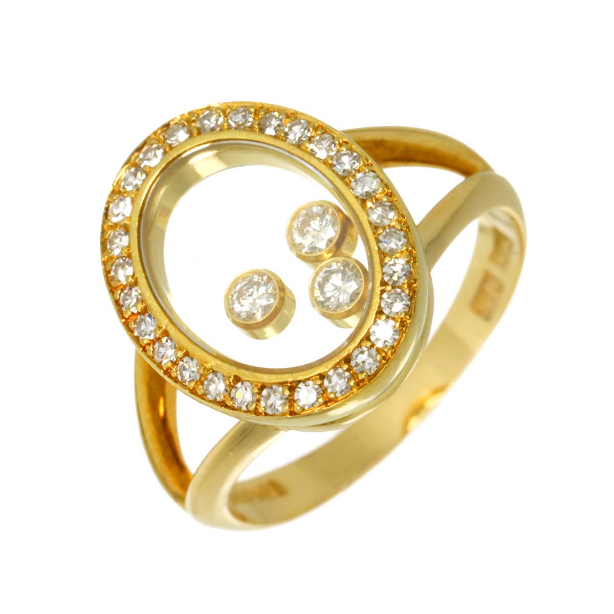 Happy Diamond Ring 18K YG 750 Size6(US)