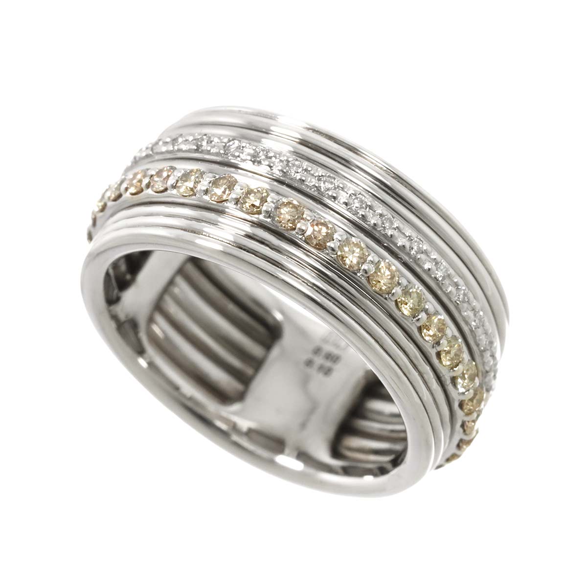 Diamond 0.60ct/ 0.10ct Ring 18K WG 750 Pt size6.25-6.5(US)