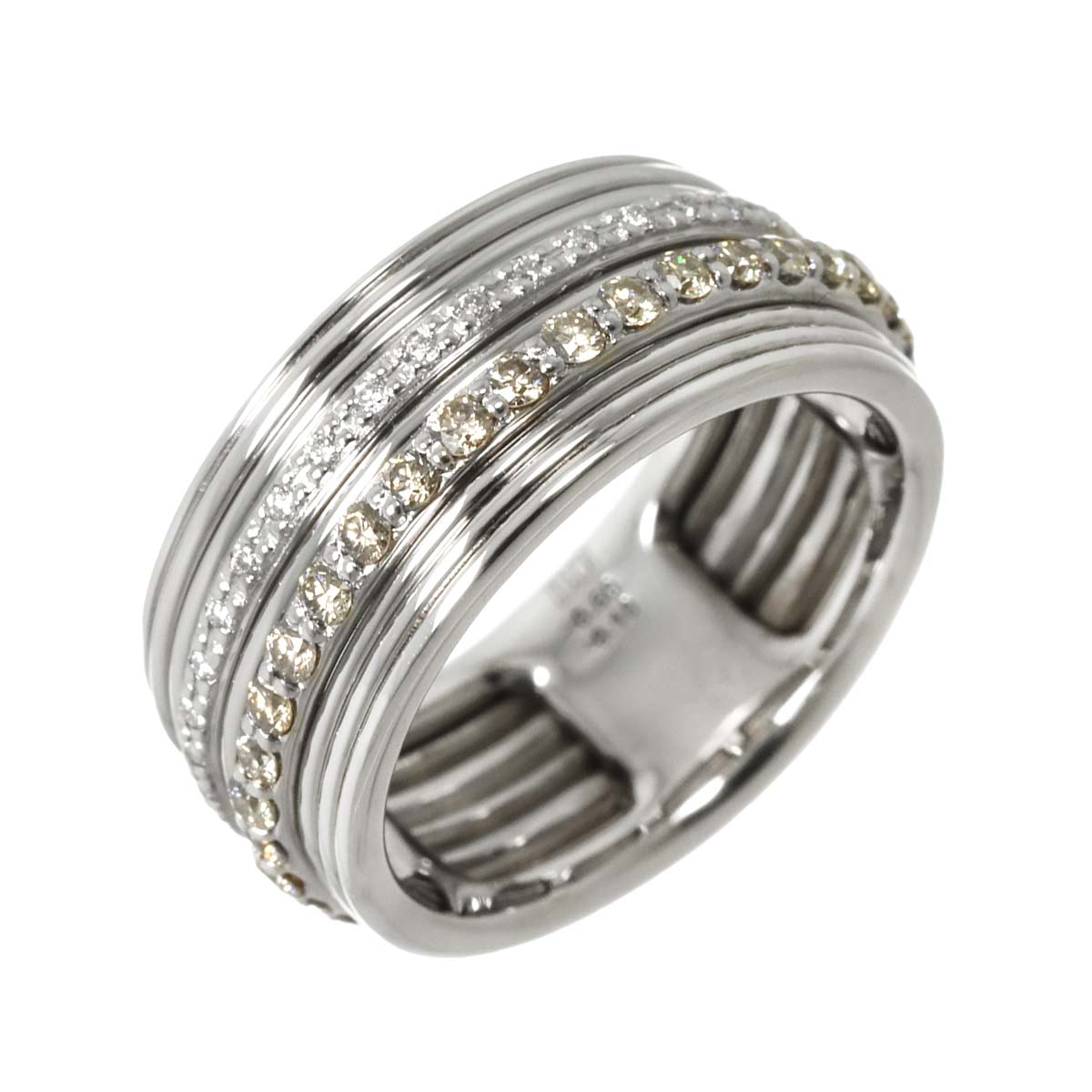 Diamond 0.60ct/ 0.10ct Ring 18K WG 750 Pt size6.25-6.5(US)