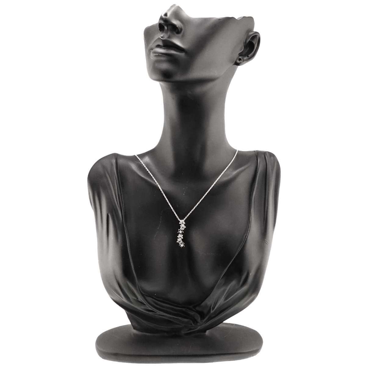 Flower motif Diamond 0.38ct/0.24ct Necklace 18K WG 750