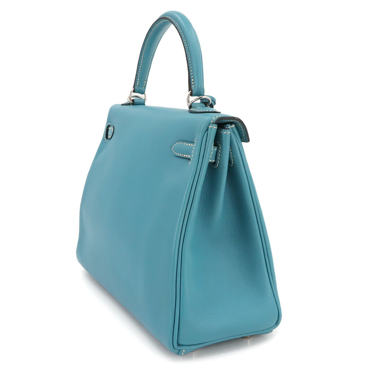 Kelly 25 Veau Gulliver Bleu Jean Hand Shoulder Bag