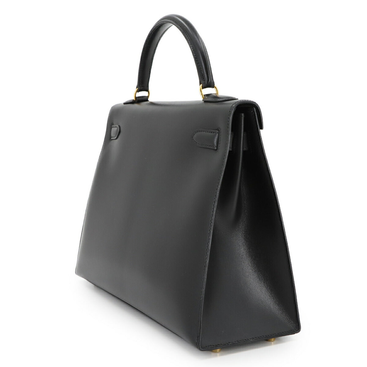 Kelly 32 Box calf Black 2way Hand Shoulder Bag Purse