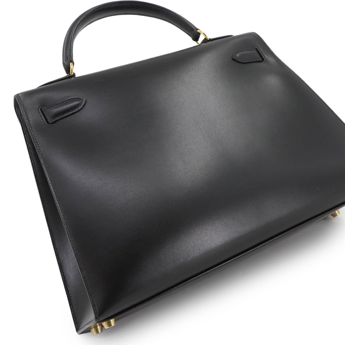 Kelly 32 Box calf Black 2way Hand Shoulder Bag Purse