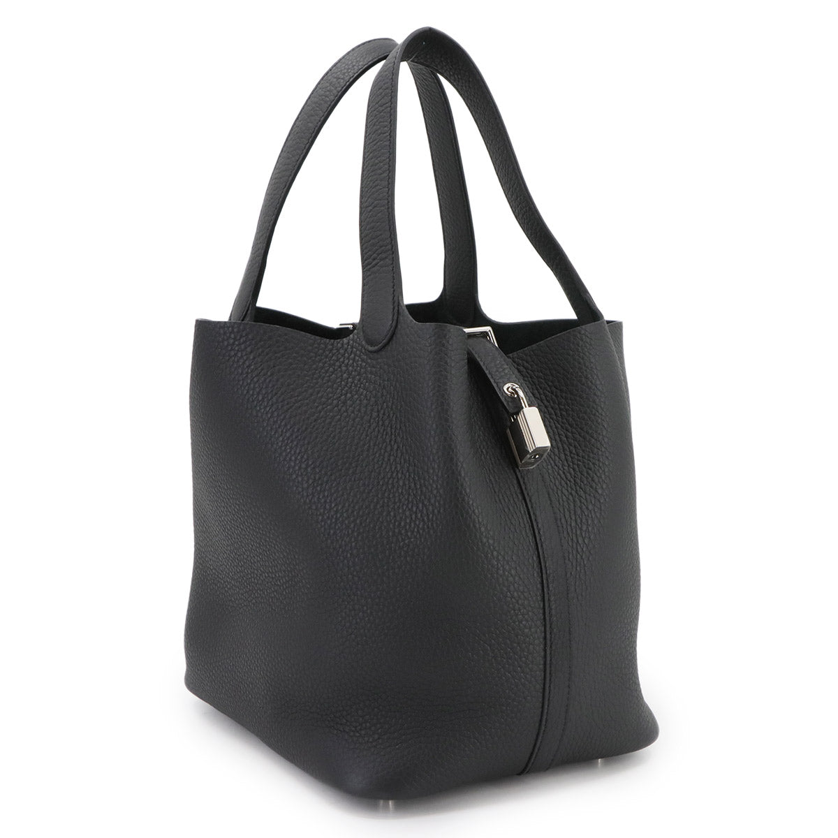 Picotin Lock MM Hand Bag Taurillon Clemence Black Purse
