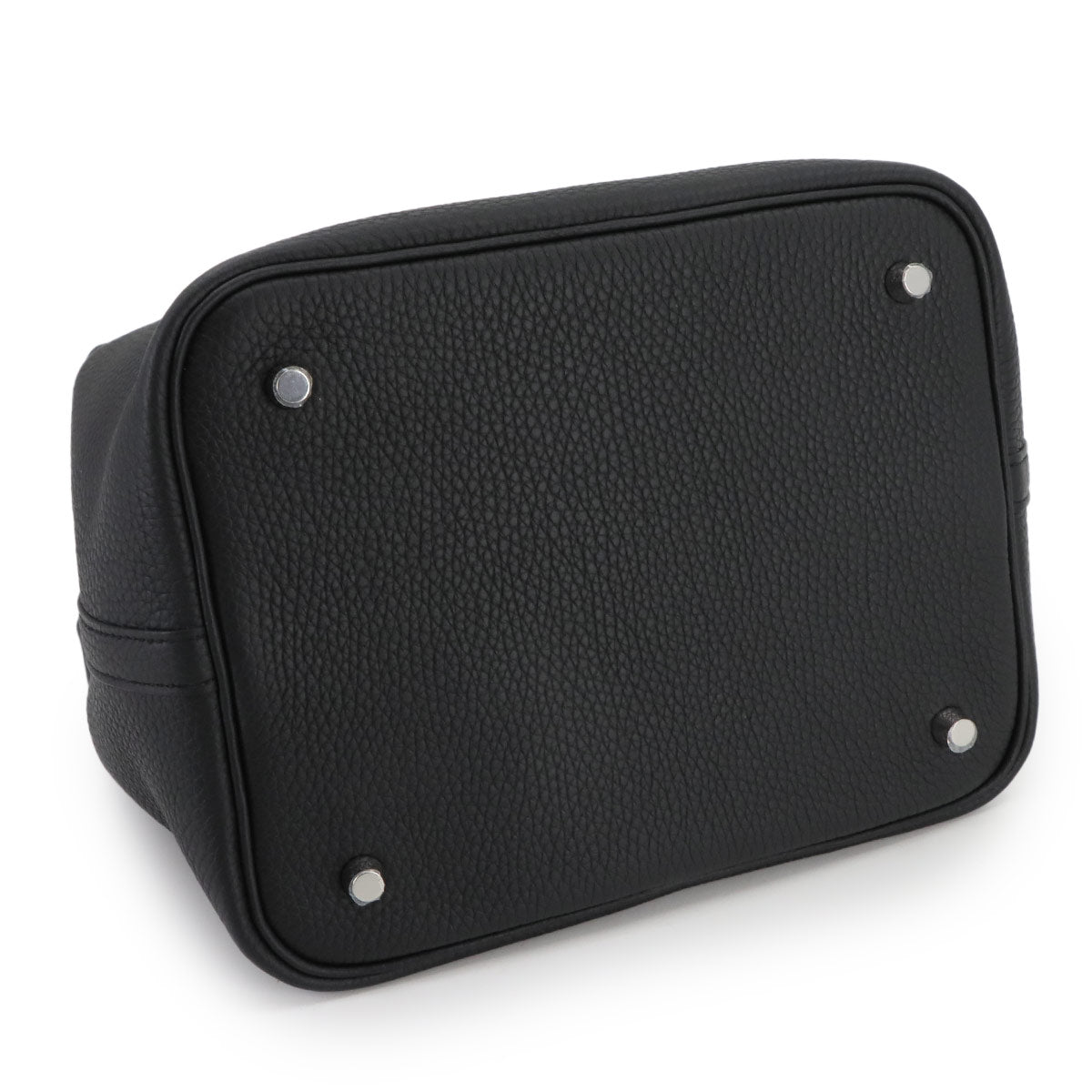 Picotin Lock MM Hand Bag Taurillon Clemence Black Purse