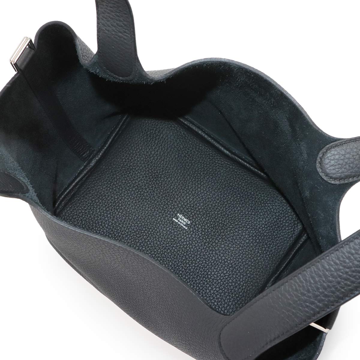 Picotin Lock MM Hand Bag Taurillon Clemence Black Purse