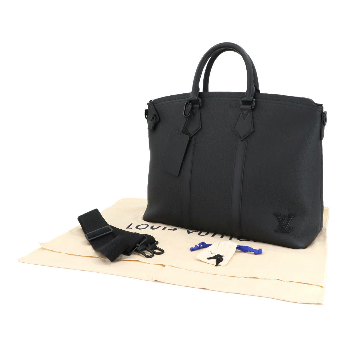 Aerogram Lock It Tote Shoulder Bag Leather Black M59158