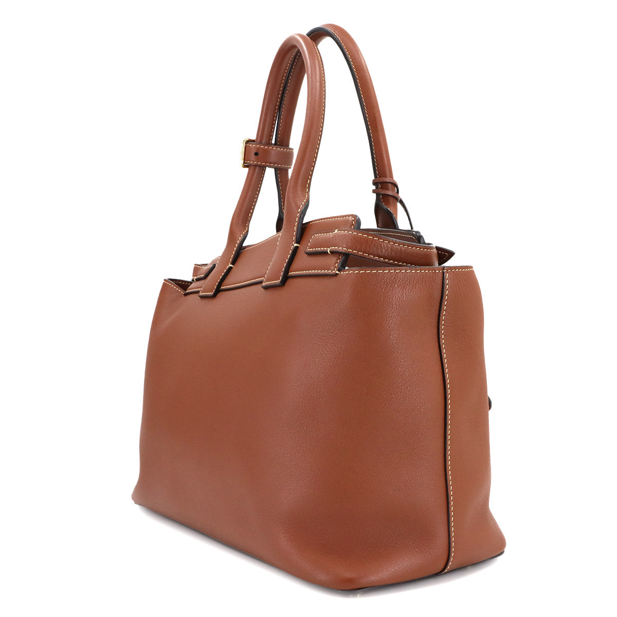 CELINE Conti Tote Bag Leather Tan Brown 199873EZJ Purse