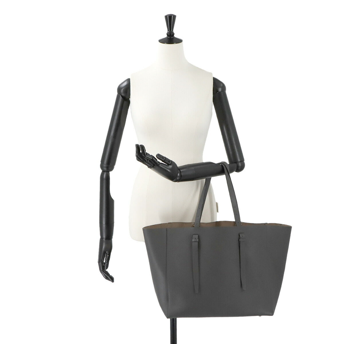 Soft Tote Bag Leather Gray V5B18 Purse