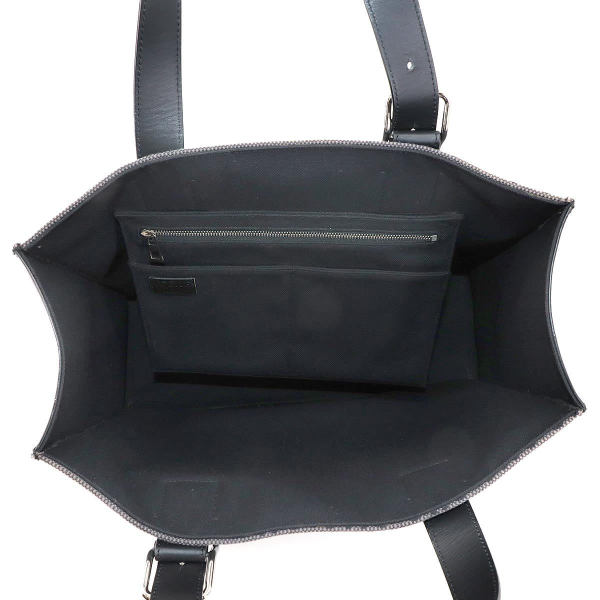 Buckle Horizontal Tote Bag Canvas Leather Black B692L96X03