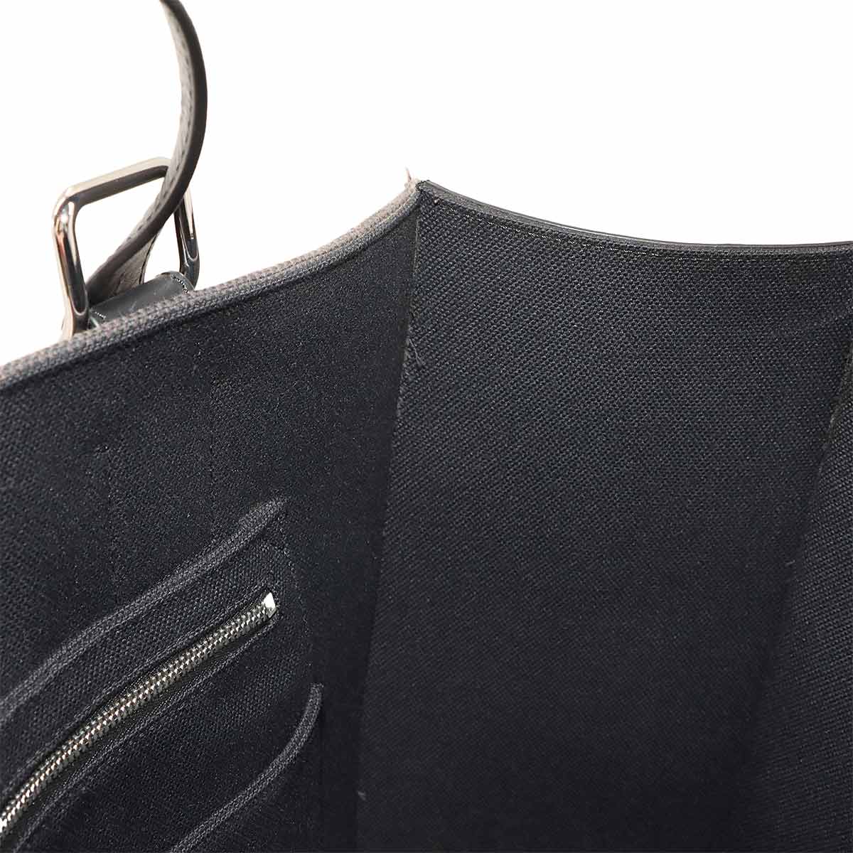 Buckle Horizontal Tote Bag Canvas Leather Black B692L96X03