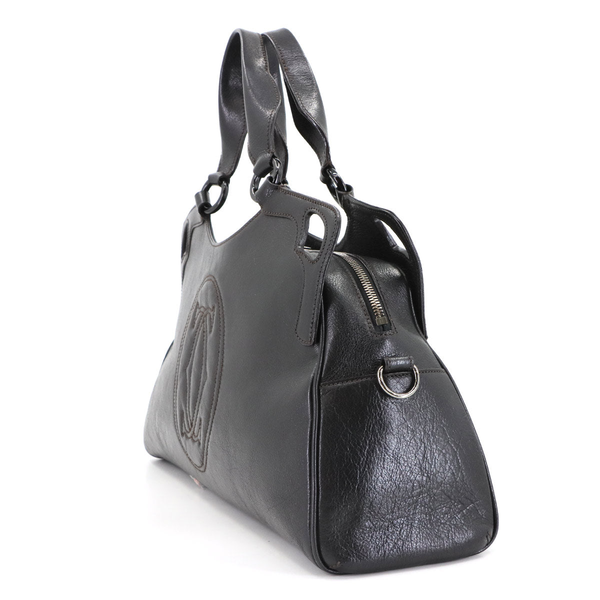 Marcello de Cartier Hand Bag Leather Black Purse