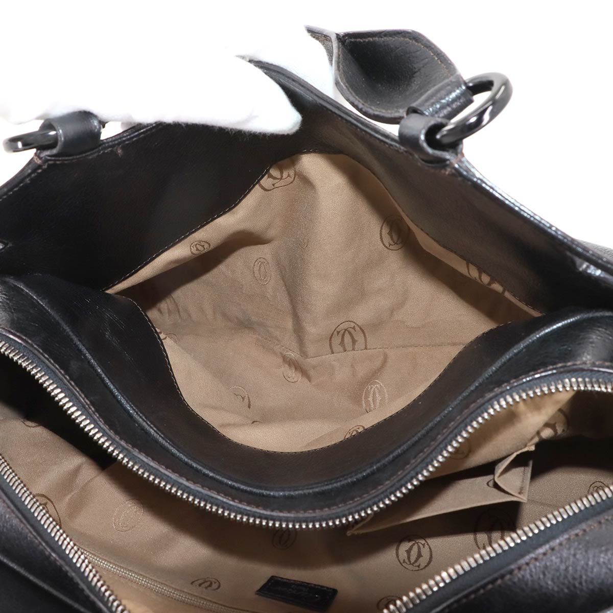 Marcello de Cartier Hand Bag Leather Black Purse