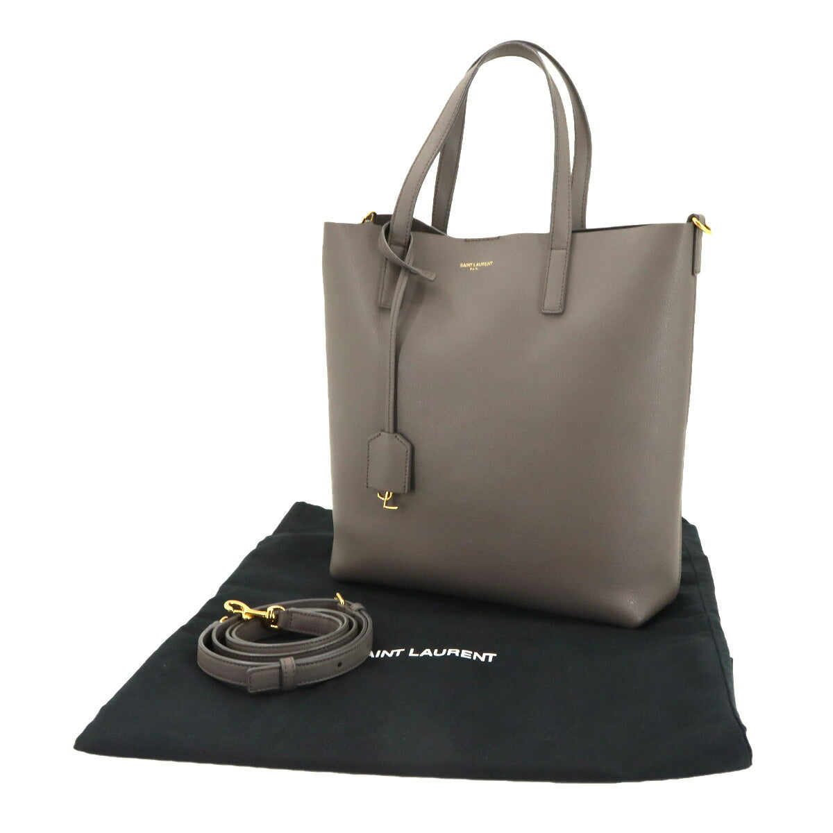 Shopping Toy 2way Tote Shoulder Bag Leather Gray 498612