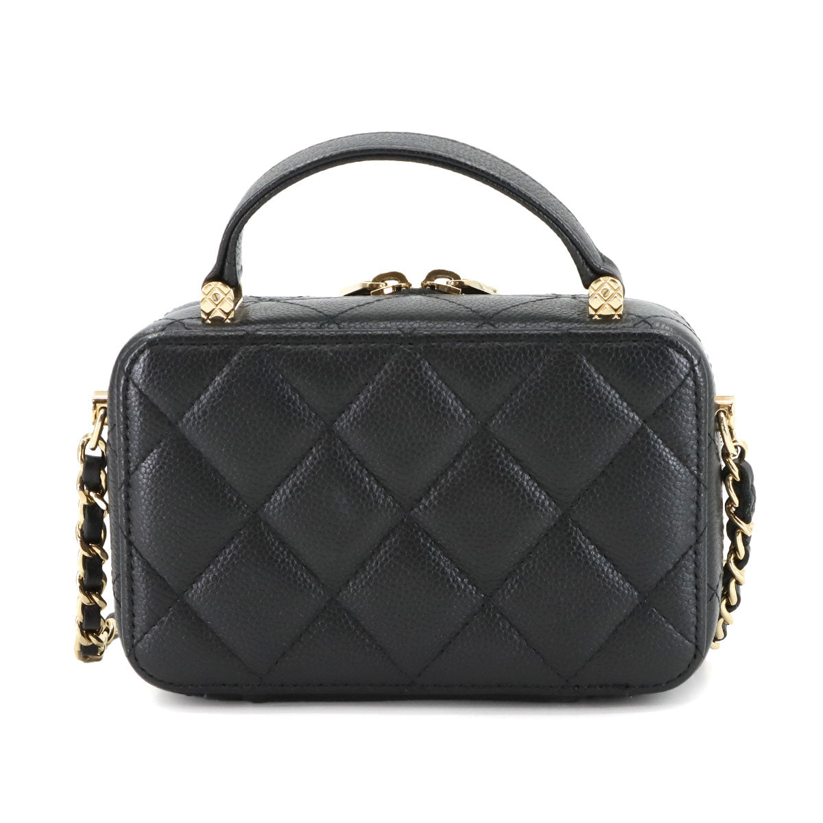 Matelasse Mini Vanity Hand Shoulder Bag Leather Black AP2634