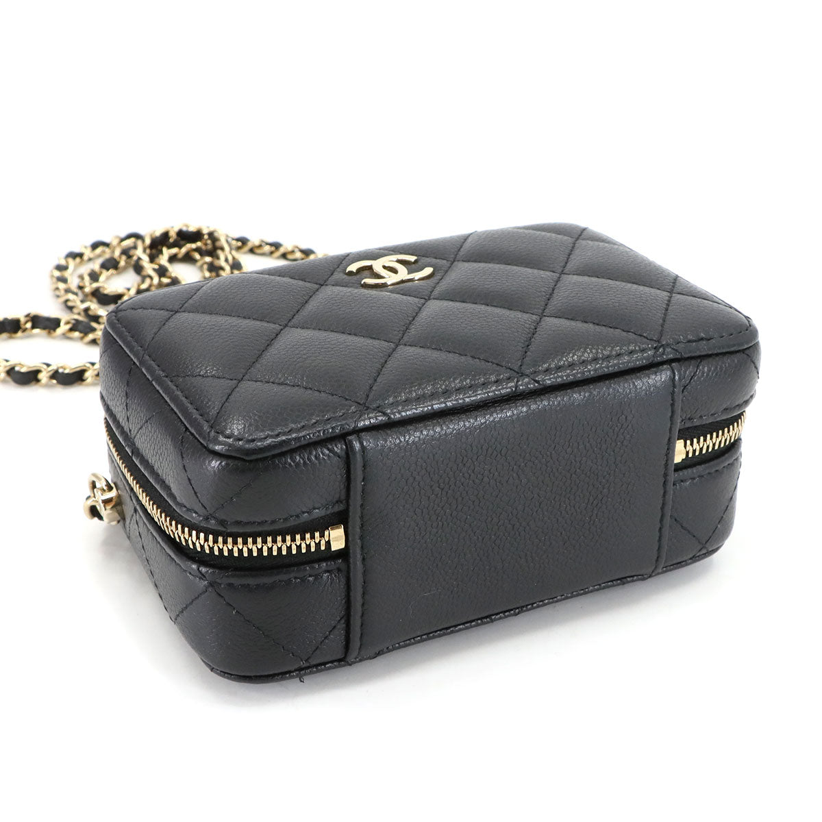 Matelasse Mini Vanity Hand Shoulder Bag Leather Black AP2634