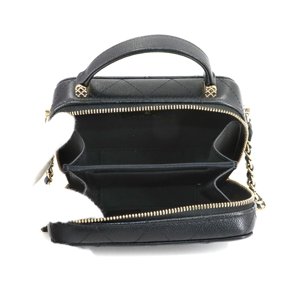Matelasse Mini Vanity Hand Shoulder Bag Leather Black AP2634