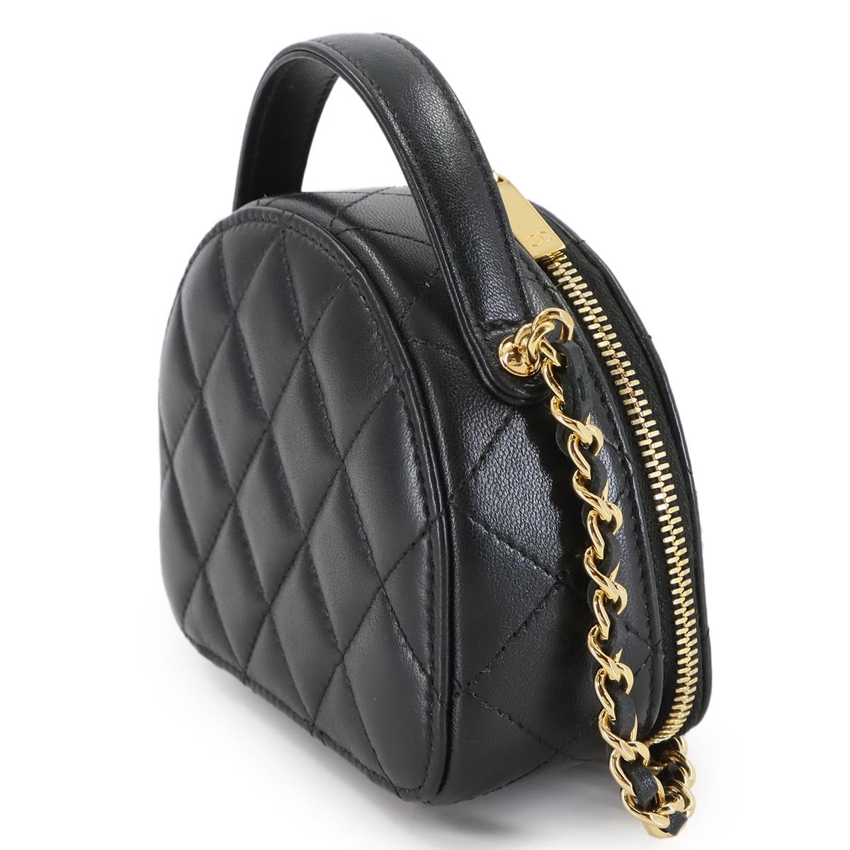 Matelasse Chain Clutch Mini Shoulder Bag Leather Black AP3087