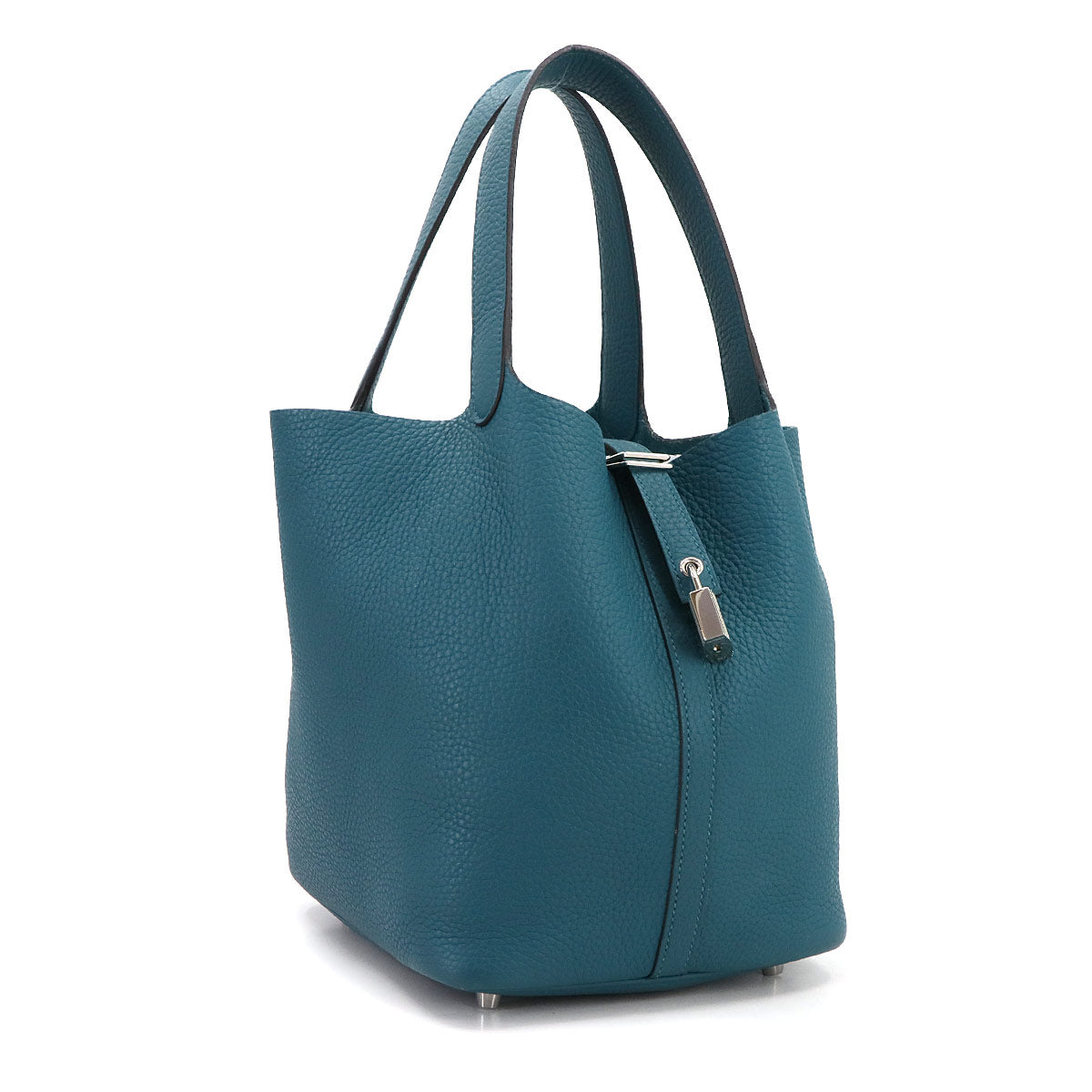 Picotin Lock MM Hand Bag Taurillon Clemence Vert Bosphore