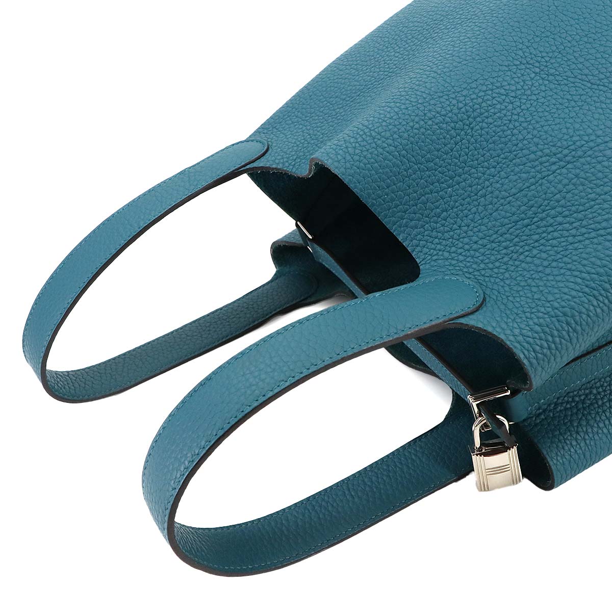 Picotin Lock MM Hand Bag Taurillon Clemence Vert Bosphore