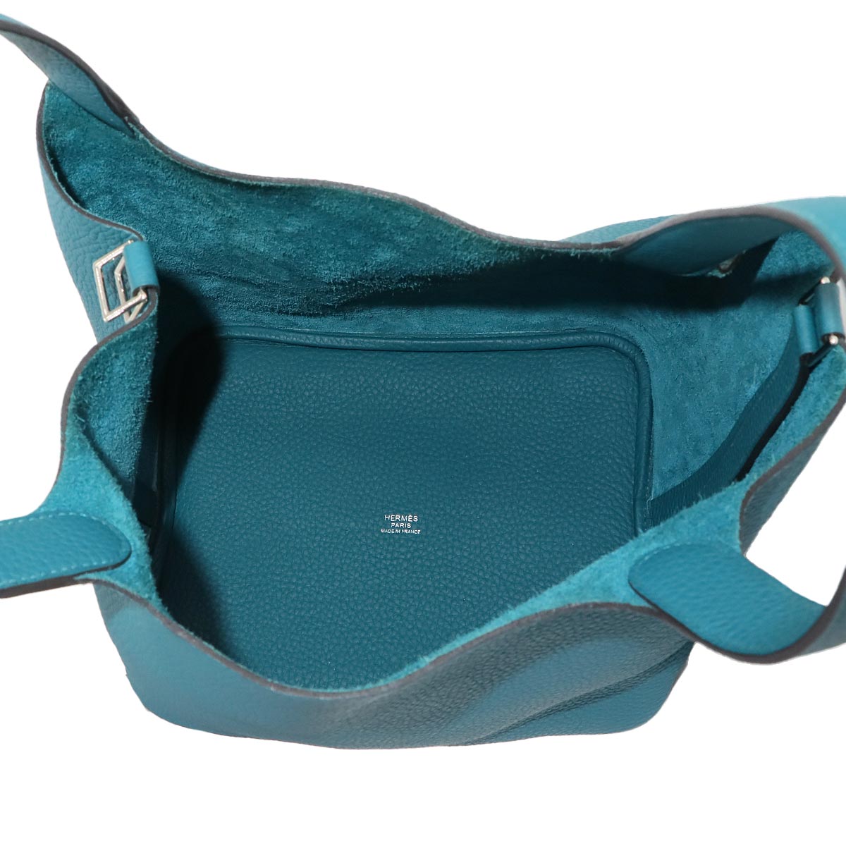 Picotin Lock MM Hand Bag Taurillon Clemence Vert Bosphore