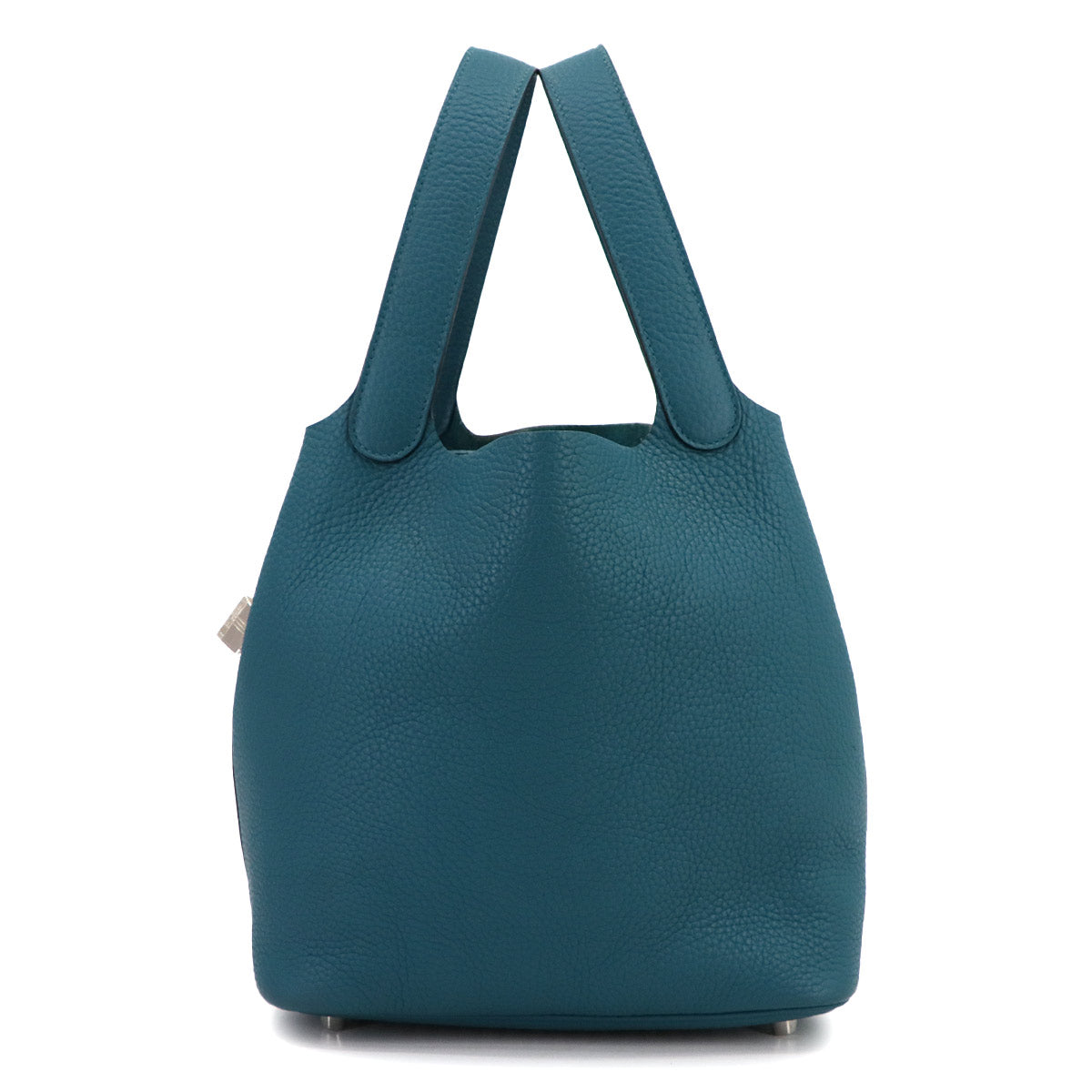 Picotin Lock MM Hand Bag Taurillon Clemence Vert Bosphore