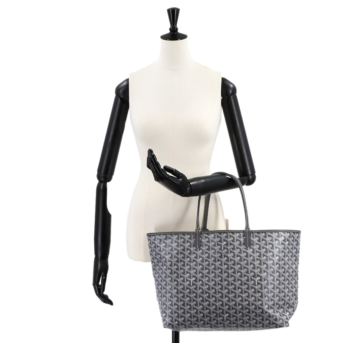 Saint Louis PM Tote Bag PVC Leather Gray Herringbone Unisex