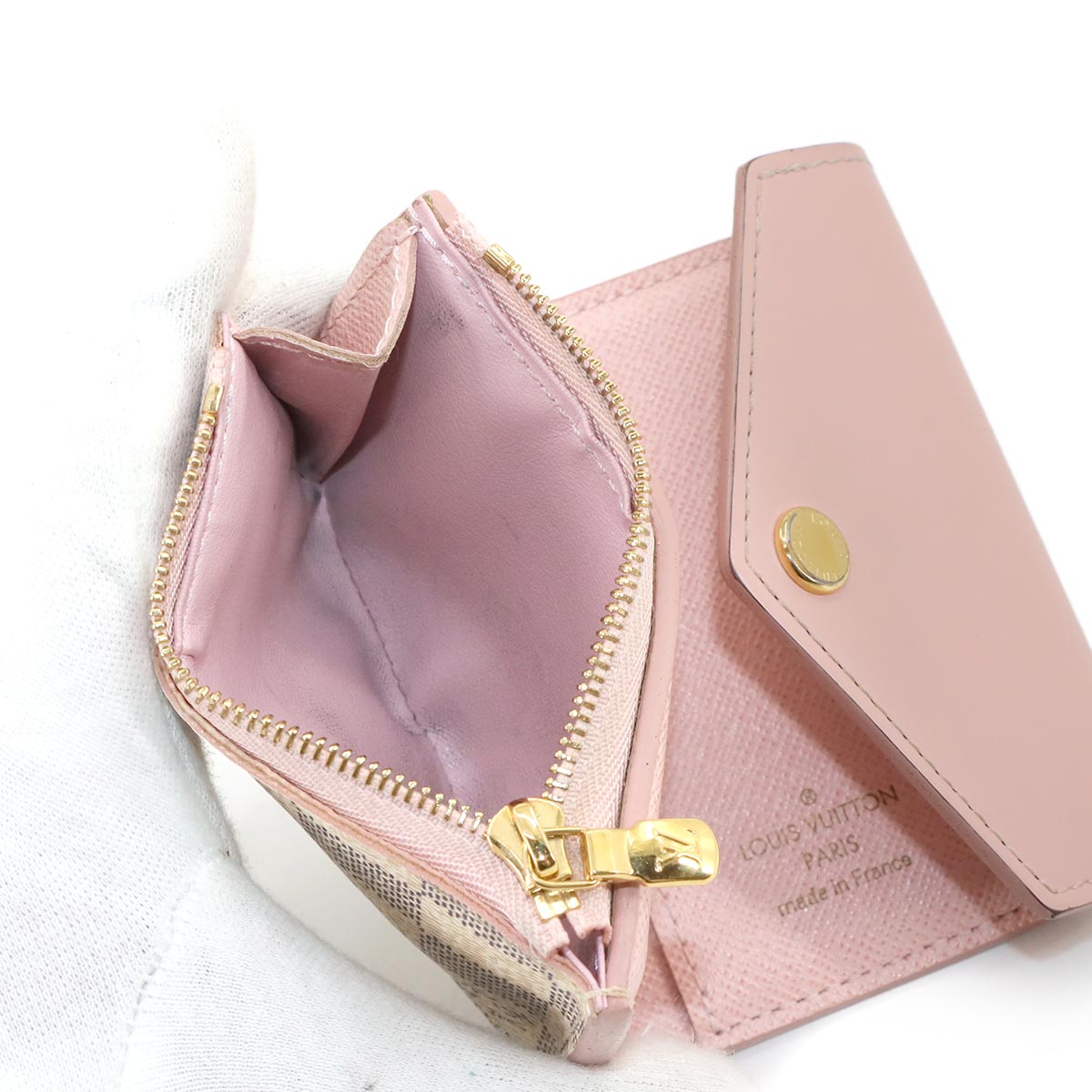 LOUIS VUITTON Damier Azur Portefeiulle Zoe Wallet Rose Ballerine N60292