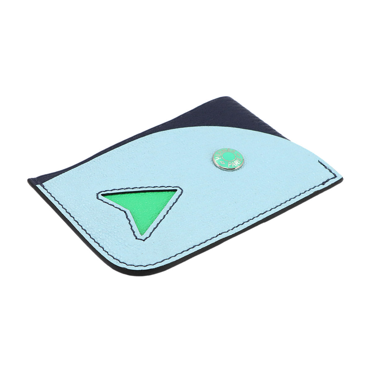 Poisson Card Case Chevre Myzore Bleu Navy Bleu Zephyr