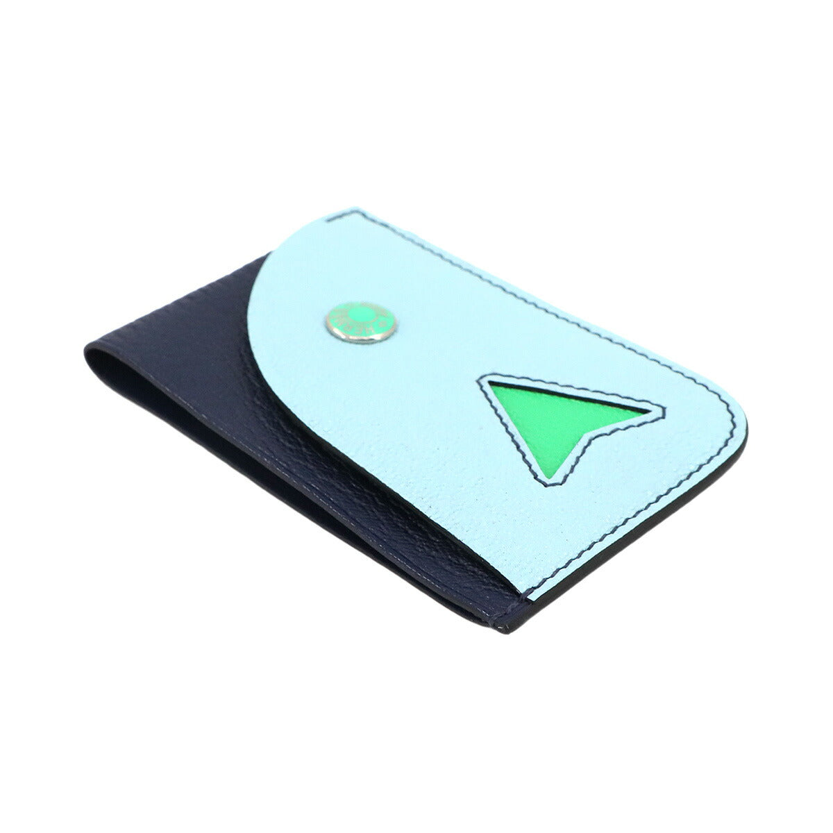 Poisson Card Case Chevre Myzore Bleu Navy Bleu Zephyr