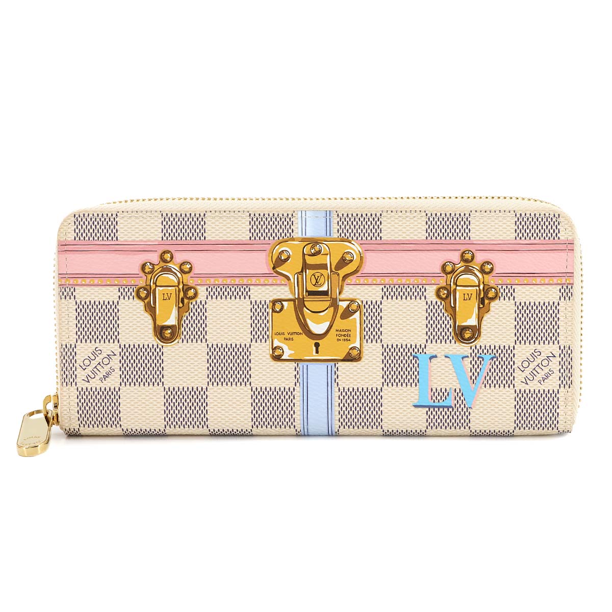 Damier Azur Clemence Wallet Rose Ballerine N60109