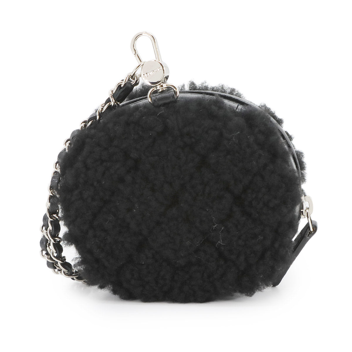 Coco Neige Matelasse Chain Pouch Shearling Leather Black