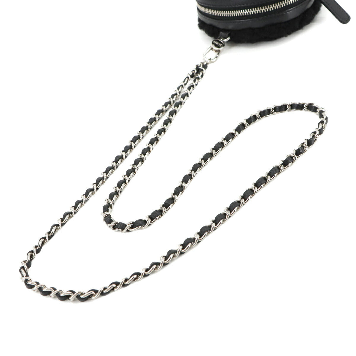 Coco Neige Matelasse Chain Pouch Shearling Leather Black