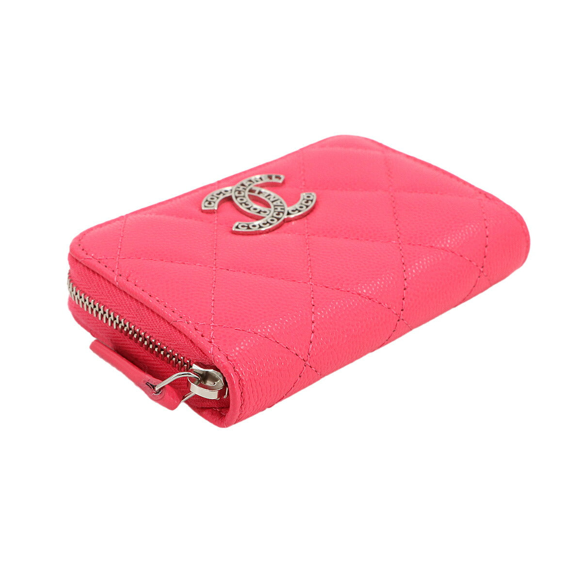 Matelasse Zipped Coin Purse Leather Pink AP3830