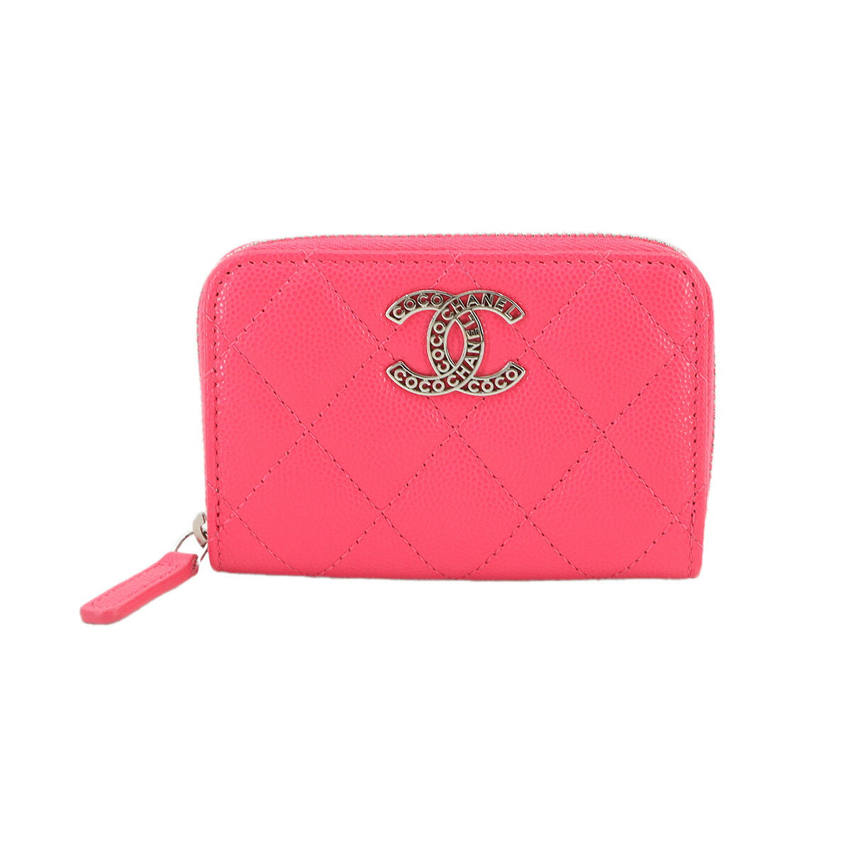 Matelasse Zipped Coin Purse Leather Pink AP3830