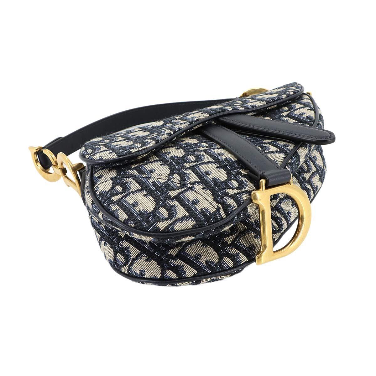 Saddle Mini Hand Bag Canvas Leather Navy M0447CTZQ