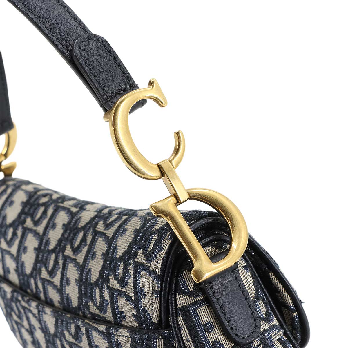 Saddle Mini Hand Bag Canvas Leather Navy M0447CTZQ