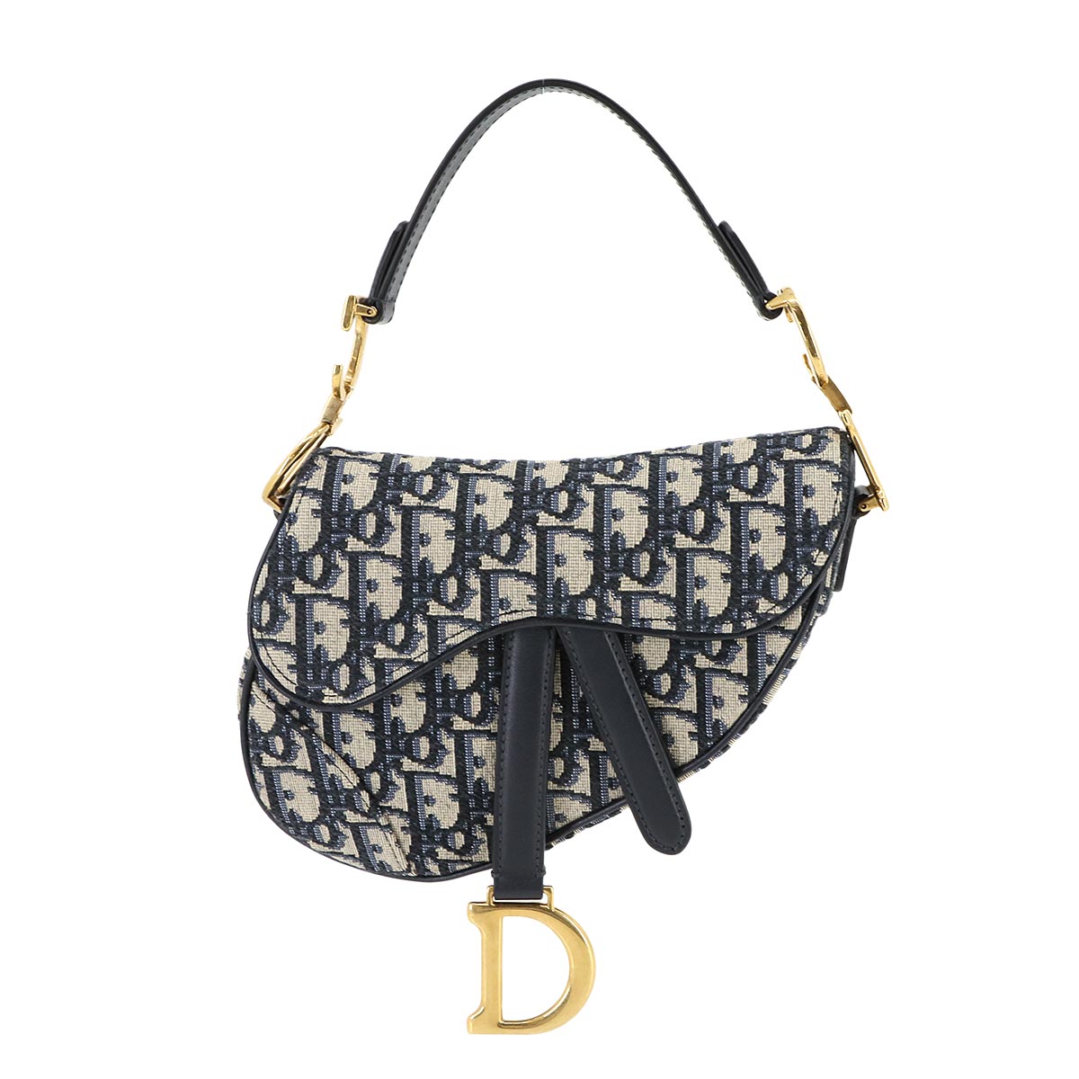 Saddle Mini Hand Bag Canvas Leather Navy M0447CTZQ