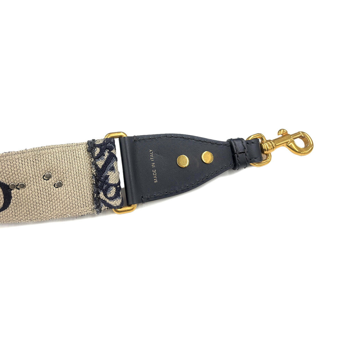 Oblique Shoulder Strap Canvas Leather Navy Accessory