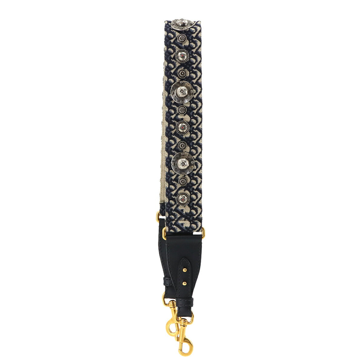 Oblique Shoulder Strap Canvas Leather Navy Accessory