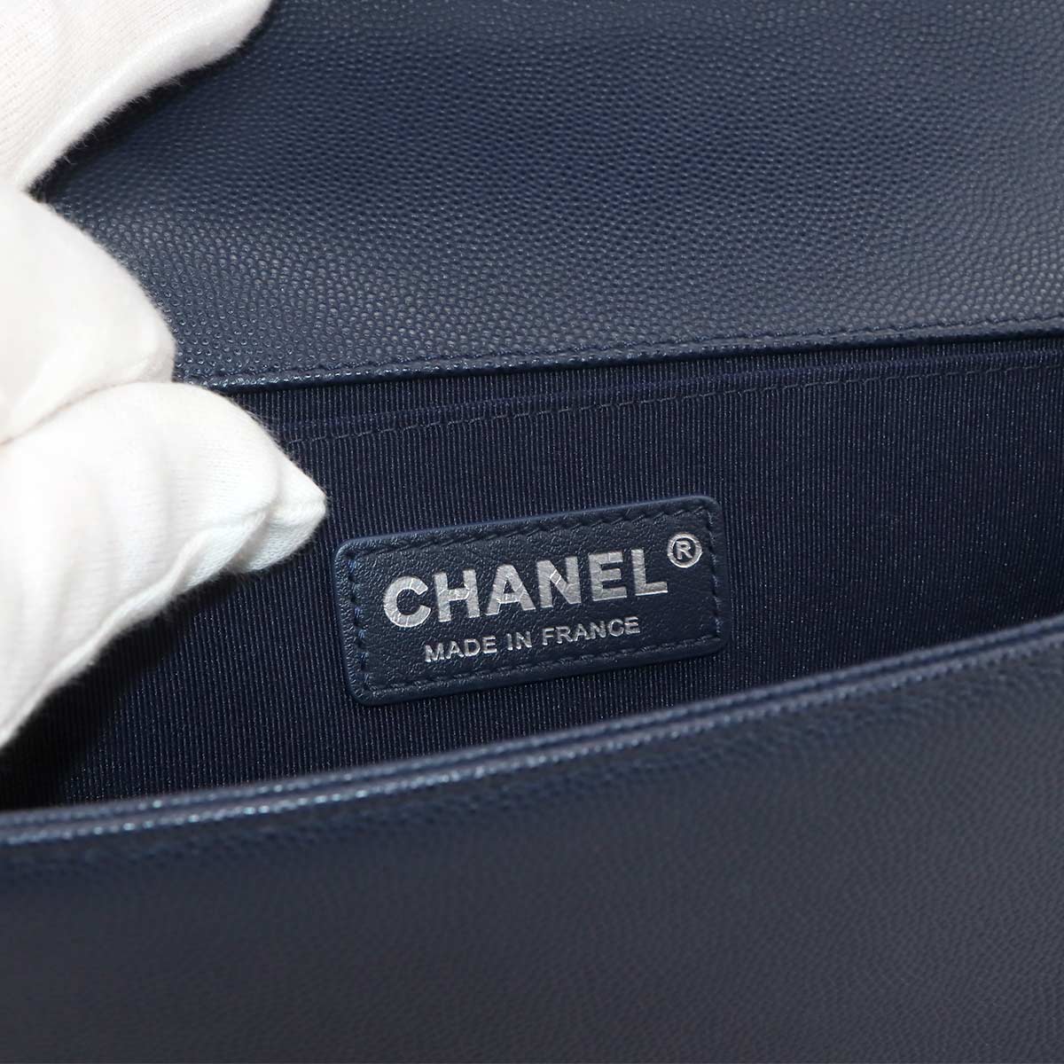 BOY CHANEL Chain Shoulder Bag Leather Navy A67086 Purse